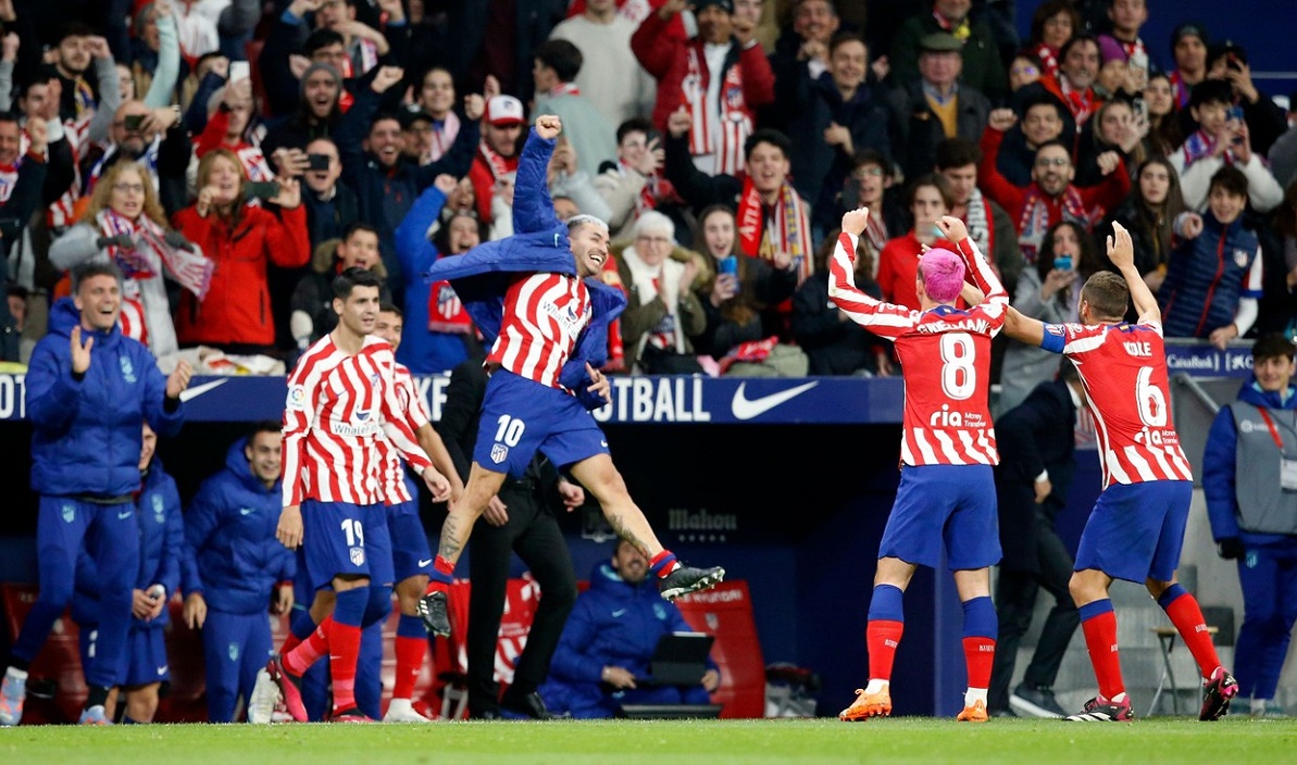 Angel Correa, celebrează golul din Atletico Madrid - Getafe, alături de colegii săi