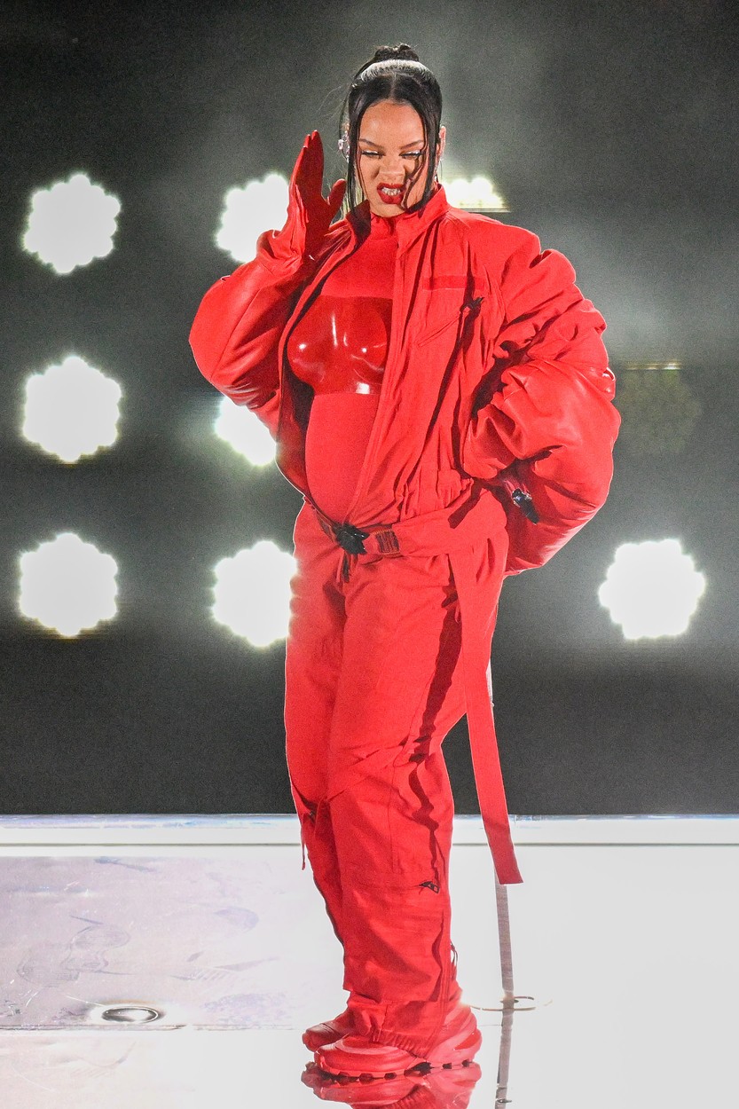 Grammy award-winning R&B, pop, hip-hop, reggae, and EDM singer Rihanna performs during the Super Bowl LVII halftime show during the first half of Super Bowl LVII at State Farm Stadium in Glendale, Arizona, on Sunday, February 12, 2023. Photo by /UPI,Image: 755622974, License: Rights-managed, Restrictions: , Model Release: no