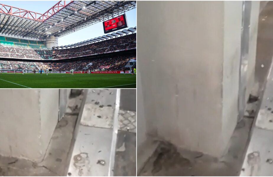 Imagini halucinante de pe San Siro! Stâlpii din peluza legendarului stadion se mișcă sub greutatea fanilor! Cum au reacționat Inter și AC Milan