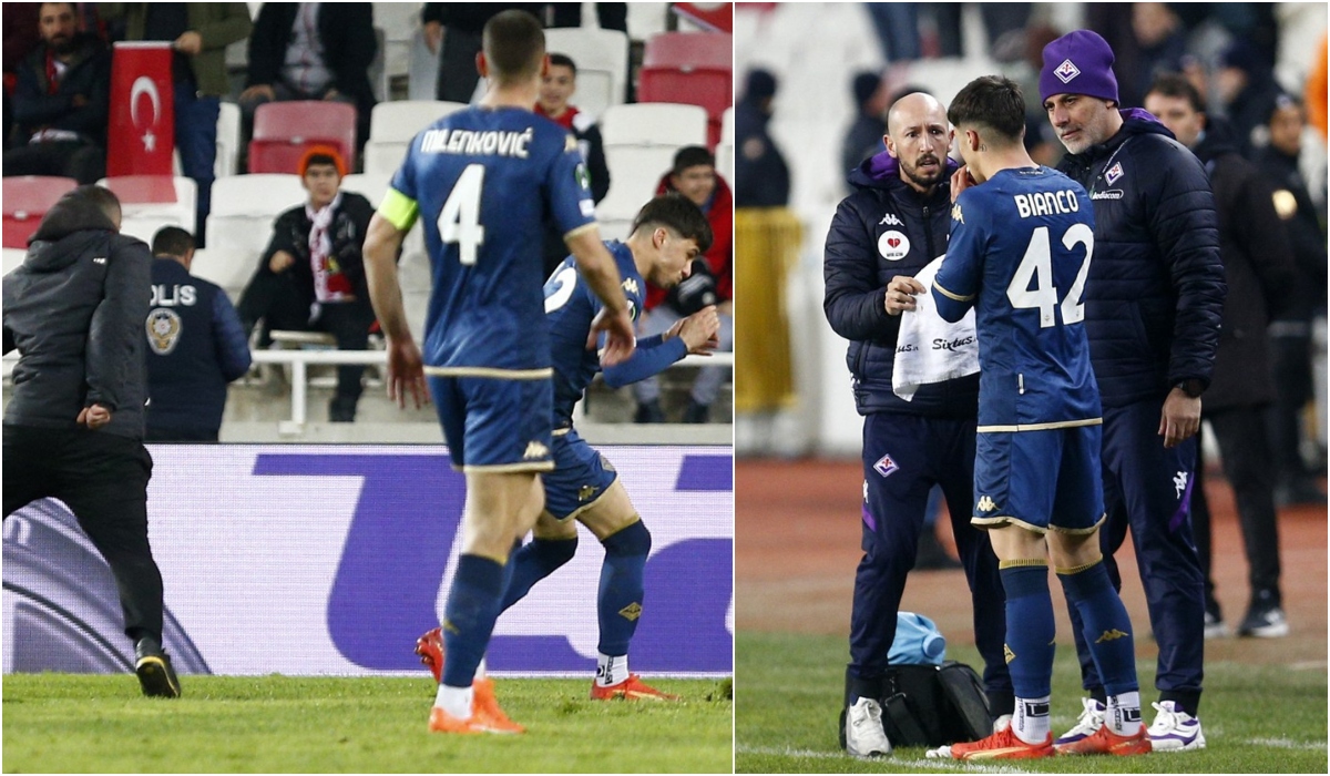 Incident extrem de grav la Sivasspor – Fiorentina. Un fan a intrat pe teren şi l-a lovit cu pumnul în faţă pe Alessandro Bianco