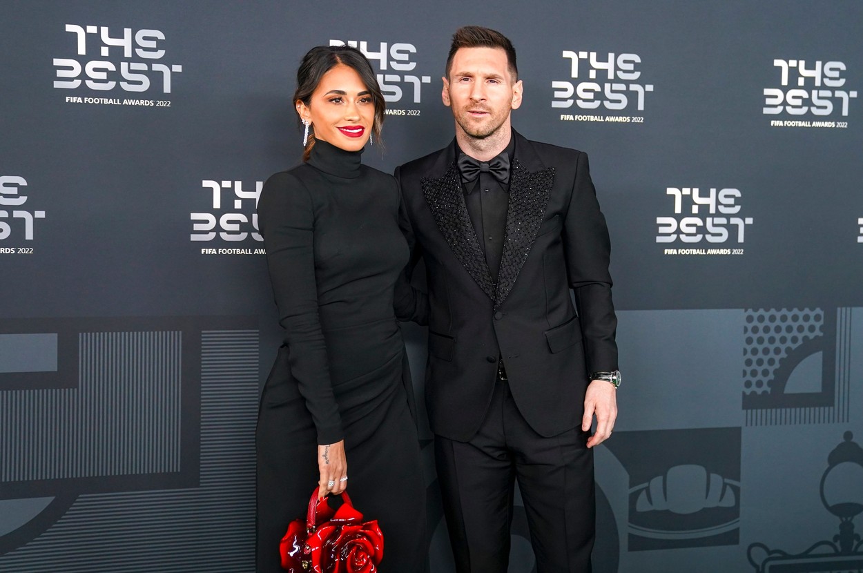 Paris, France, February 27th 2023: Argentina and PSG attacker Lionel Messi and his partner Antonela Roccuzzo  arrive at the The Best FIFA Football Awards 2022 at Salle Pleyel in Paris, France.   (Daniela Porcelli / SPP)
The Best FIFA Football Awards 2022 - Salle Pleyel, Paris, France, February 27th 2023:, Paris, France - 27 Feb 2023,Image: 759092233, License: Rights-managed, Restrictions: , Model Release: no