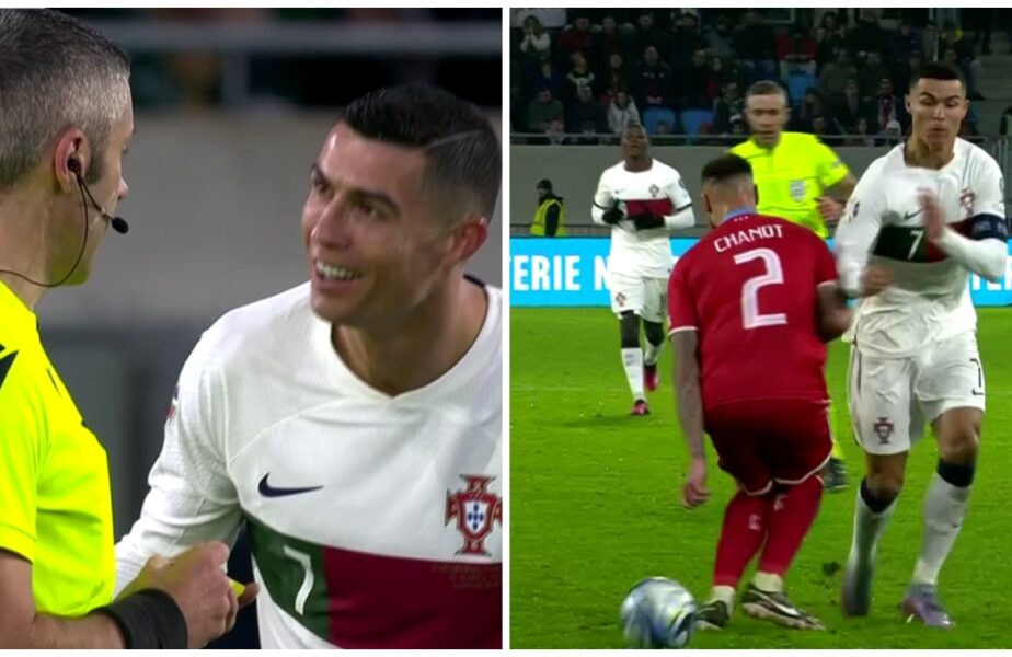 Radu Petrescu i-a dat cartonaşul galben lui Cristiano Ronaldo pentru simulare! Starul portughez a început să râdă, după ce a cerut explicaţii
