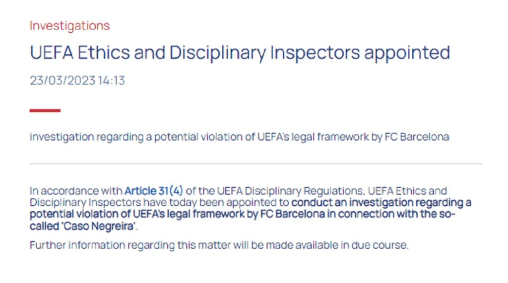 Barcelona, anchetată de UEFA