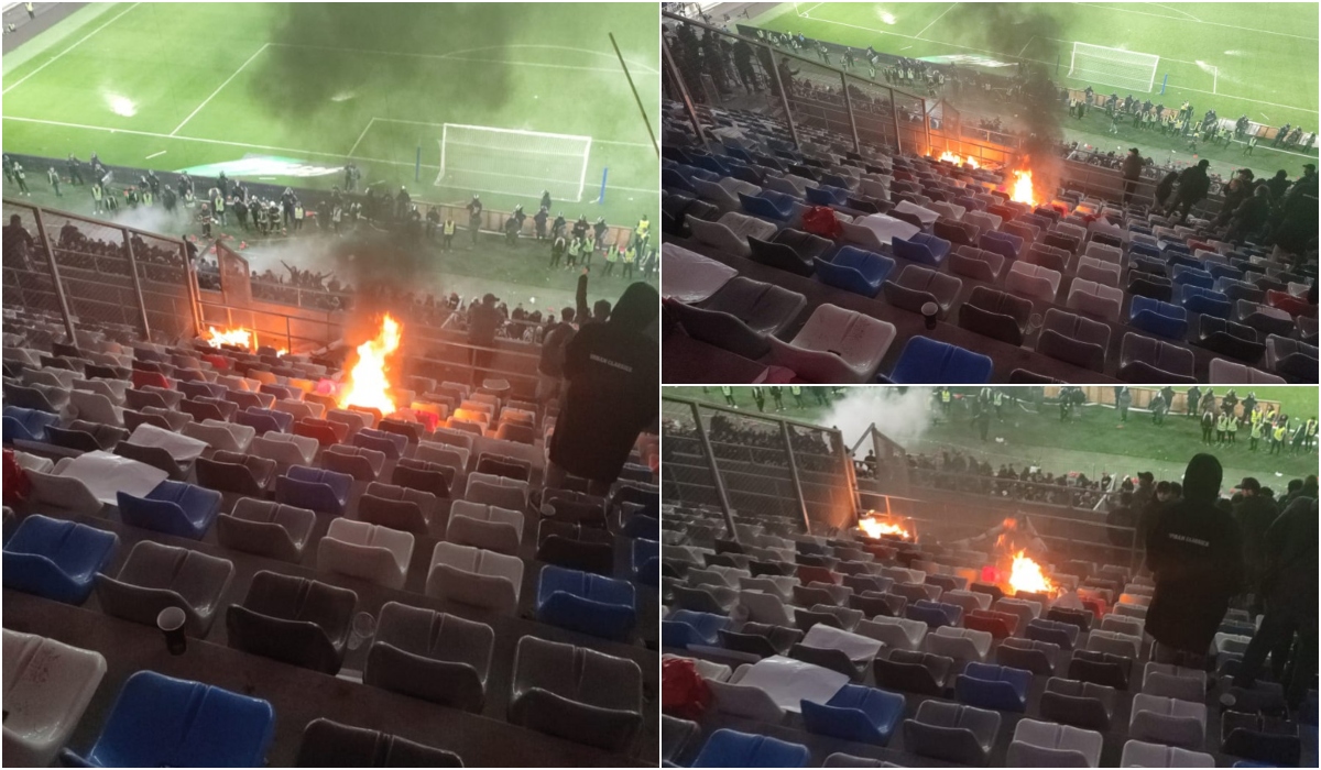 Fanii lui Dinamo au "aprins" peluza stadionului din Ghencea după CSA Steaua - Dinamo 2-0