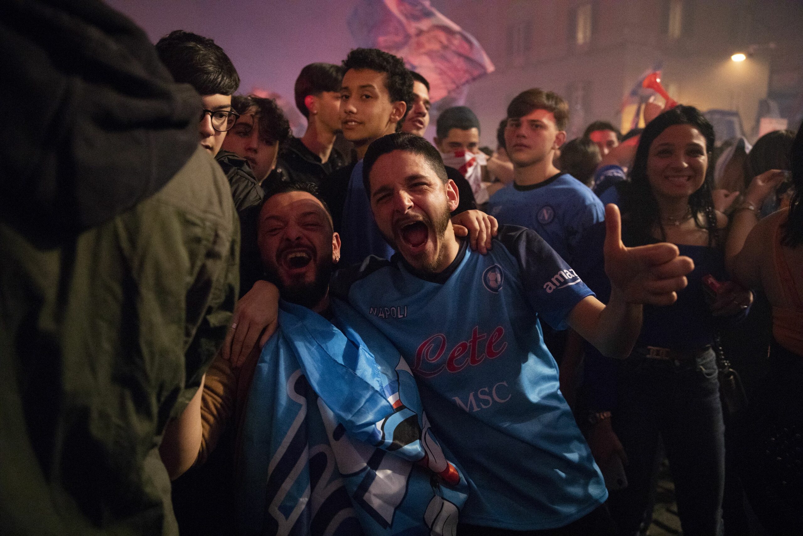 NAPLES, ITALY - MAY 4: Napoli fans celebrate the winning of Italian Serie A championship in Naples, Southern Italy on May 4, 2023. Stringer / Anadolu Agency/ABACAPRESS.COM