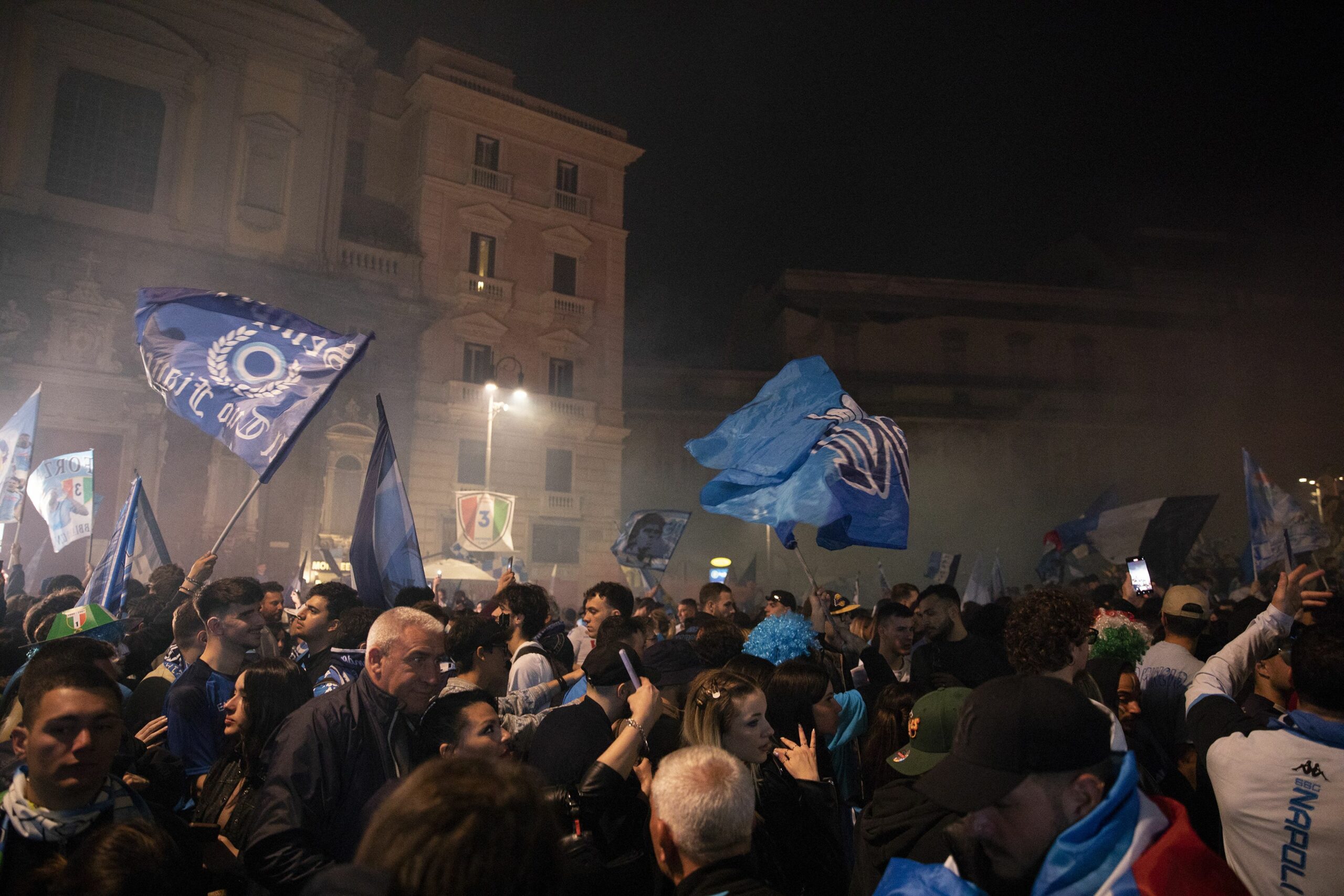 NAPLES, ITALY - MAY 4: Napoli fans celebrate the winning of Italian Serie A championship in Naples, Southern Italy on May 4, 2023. Stringer / Anadolu Agency/ABACAPRESS.COM