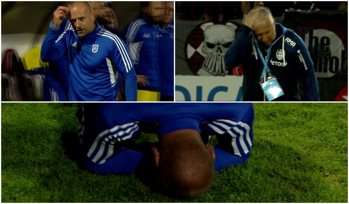 Crize de nervi în CFR Cluj – FC U Craiova! Dan Petrescu şi-a dat palme în cap! Dan Vasilică i-a arătat pumnul lui Kovacs