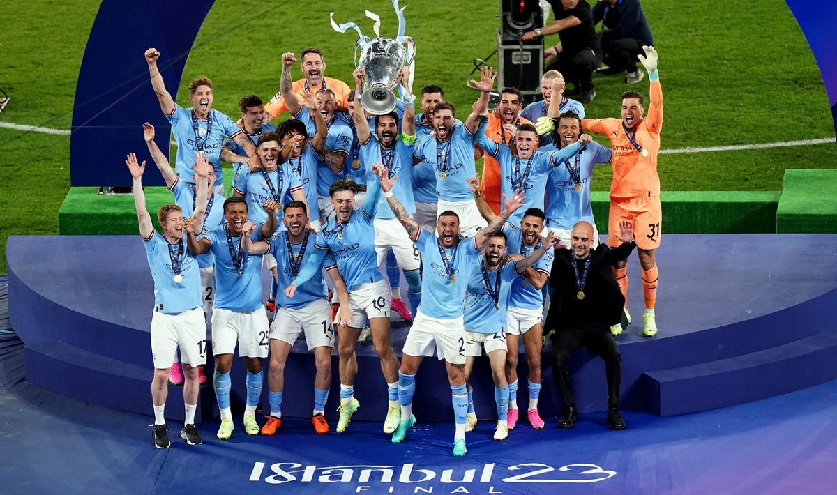 Imaginile bucuriei jucătorilor lui Manchester City, după ce au câştigat Champions League