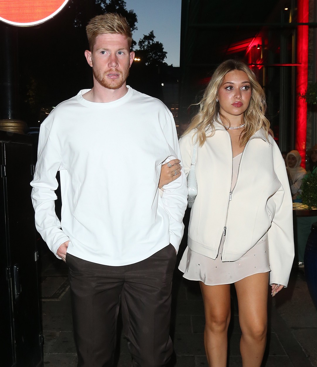 EXCLUSIVE: Belgium & Manchester City star footballer Kevin De Bruyne seen here with his wife Michele Lacroix on a romantic night out at Mayfair restaurant Sexy Fish In London.
31 Jul 2022,Image: 711106750, License: Rights-managed, Restrictions: World Rights, Model Release: no, Pictured: Kevin De Bruyne,  Michele Lacroix