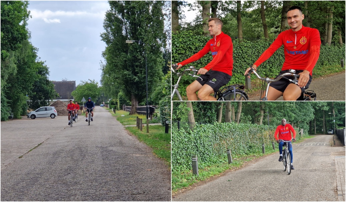 Imagini spectaculoase din cantonamentul FCSB-ului din Olanda. Jucătorii au prins viteză de titlu pe biciclete!