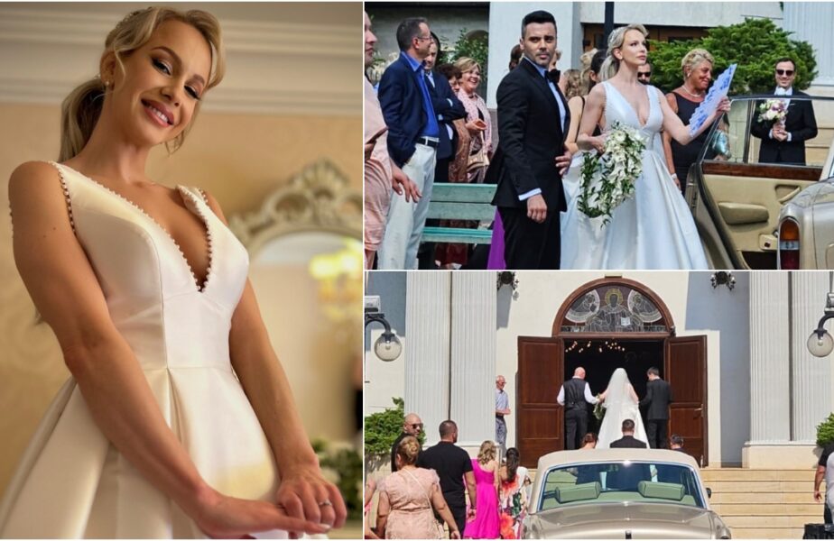 Sandra Izbaşa a îmbrăcat rochia de mireasă şi a fost dusă la altar de Răzvan Bănică. Imagini spectaculoase de la nuntă!