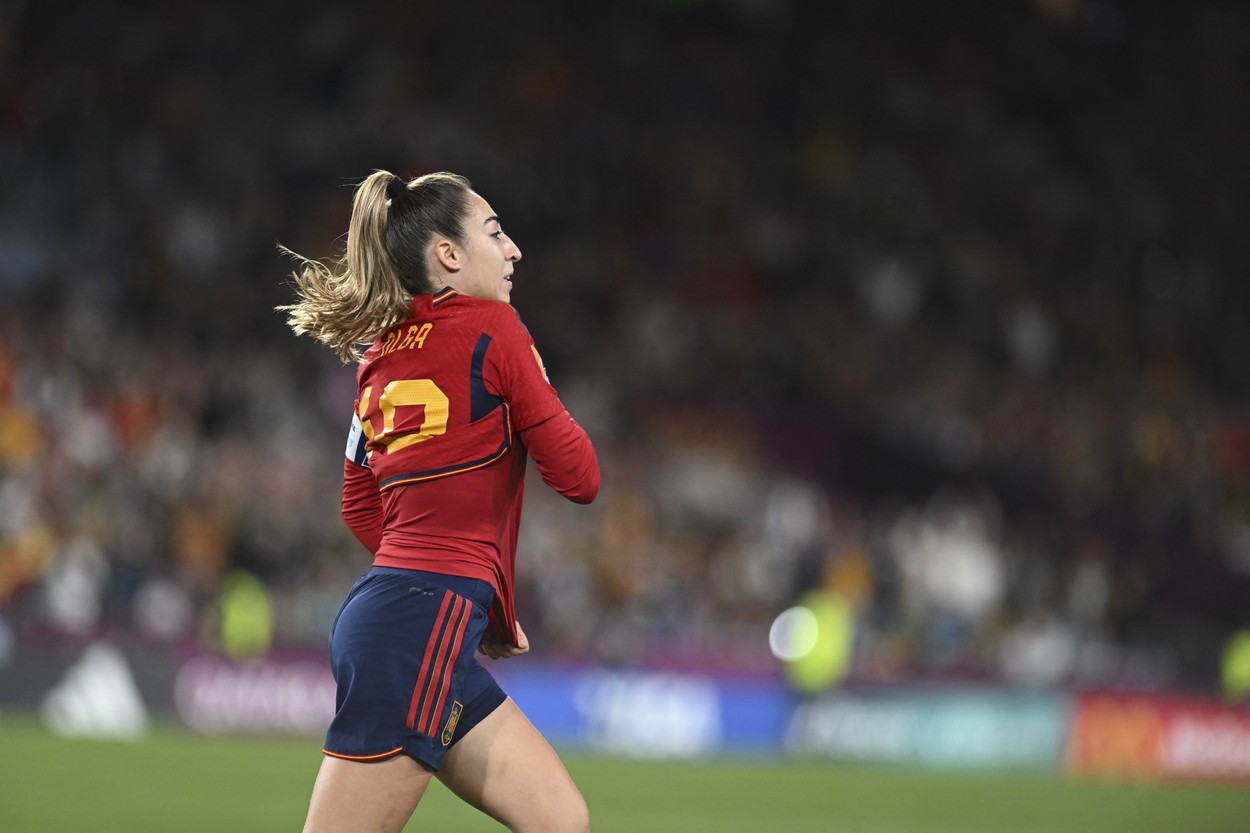 SYDNEY, AUSTRALIA - AUGUST 20: Olga Carmona of Spain celebrates after Olga Carmona of Spain scores during the FIFA Women's World Cup Australia and New Zealand 2023 Final match between Spain and England at Stadium Australia in Sydney, Australia on August 20, 2023. Mark Avellino / Anadolu Agency,Image: 798730462, License: Rights-managed, Restrictions: , Model Release: no