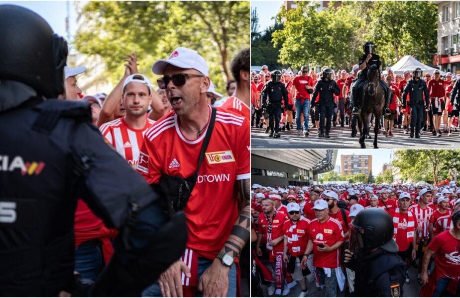 Ultraşii lui Union Berlin au luat cu asalt Spania! Imagini fabuloase din cei 4000 de fani, înaintea meciului cu Real Madrid