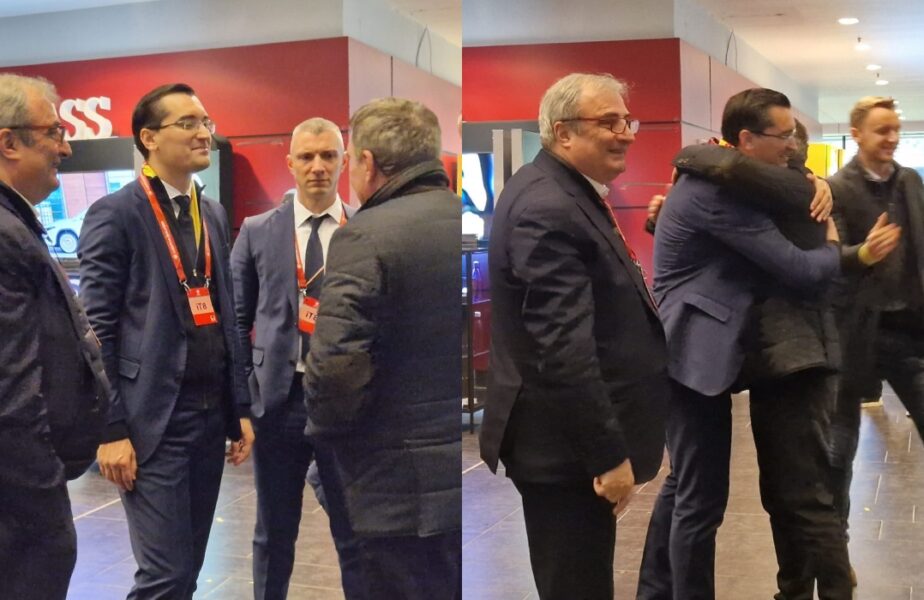 Imagini fabuloase cu Gică Hagi şi Răzvan Burleanu! Şeful FRF, luat în braţe de „Rege” după calificarea României la EURO 2024