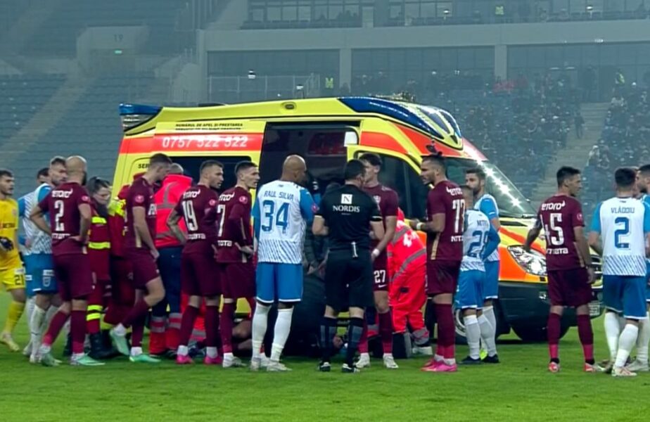 Scene halucinante în Universitatea Craiova – CFR Cluj! Ambulanţa a intrat pe teren să-l preia pe Tachtsidis. Ce a urmat e uluitor