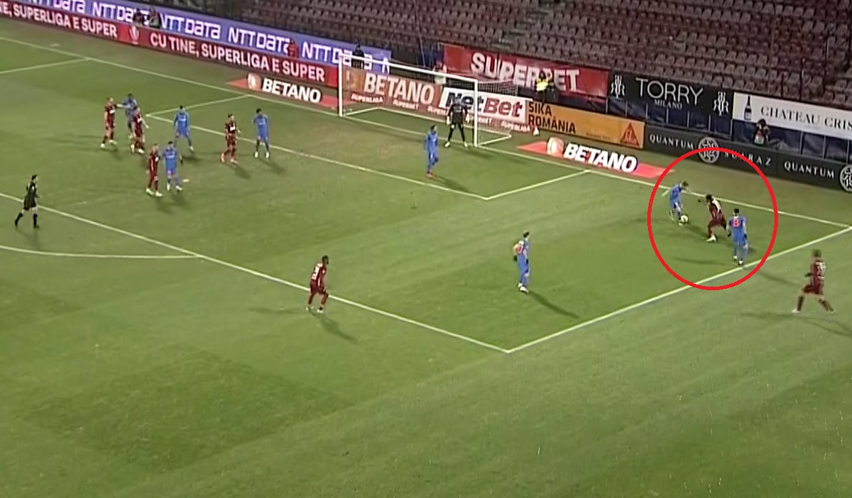 Gafe „în lanţ în apărarea FCSB-ului la golul lui Tachtsidis! Ce au făcut Pantea şi Olaru în derby-ul din Gruia