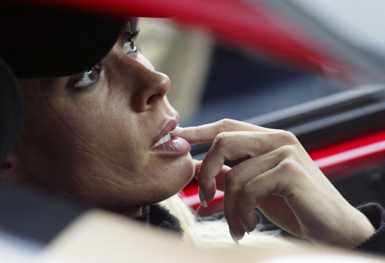 Toyota German driver Ralf Schumacher's wife Cora gets ready to run in theMini Challenge on the Hockenheim racetrack, 22 July 2005 in Hockenheim, Germany.    AFP PHOTO PATRIK STOLLARZ,Image: 16953227, License: Rights-managed, Restrictions: DV3, Model Release: no