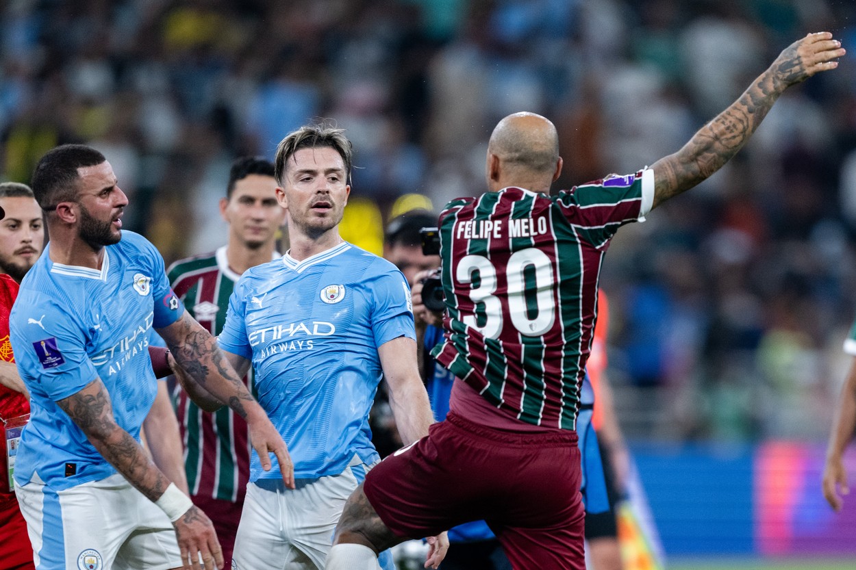 231222 Kyle Walker of Manchester City  and Felipe Melo of Fluminense during the FIFA Club World Cup final match between Fluminense and Manchester City on December 22, 2023 in Jeddah. 
Photo: Joel Marklund / BILDBYRĹN / kod JM / JM0554
bbeng fotboll football soccer fotball klubblags-vm fifa club world cup final fluminense manchester city bbauto,Image: 831837707, License: Rights-managed, Restrictions: *** World Rights Except Austria, Denmark, Finland, Norway, and  Sweden *** AUTOUT DNKOUT FINOUT NOROUT SWEOUT, Model Release: no