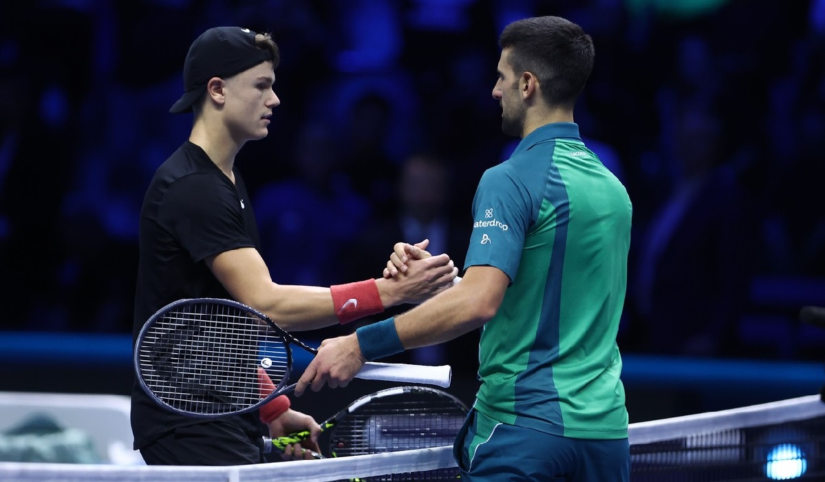 Holger Rune şi Novak Djokovic, la Turneul Campionilor 2023