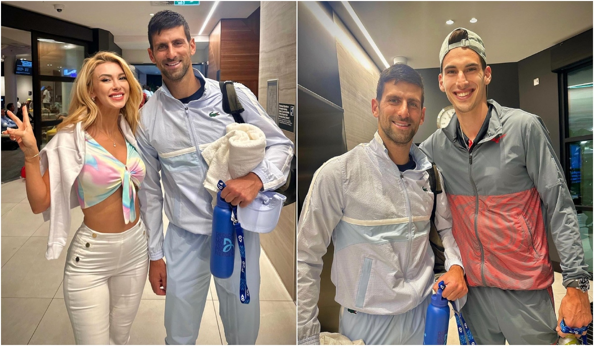 Andreea Bălan şi Victor Cornea, imagini memorabile cu Novak Djokovic