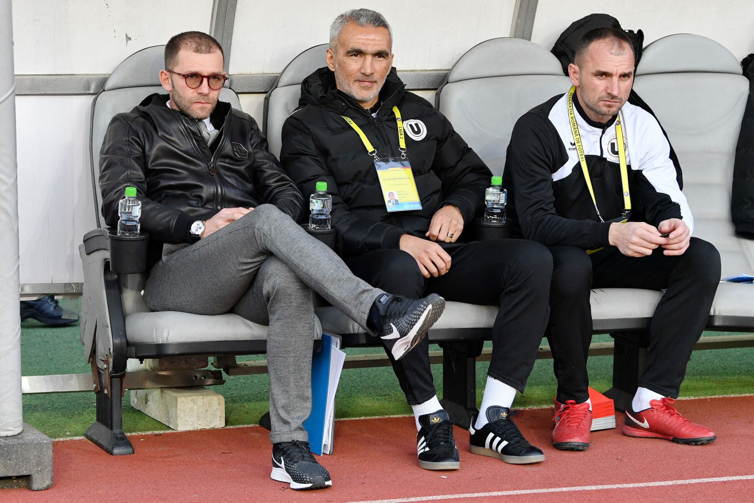 Bogdan Lobont si Adrian Iencsi urmaresc meciul de fotbal dintre Universitatea Cluj si ASU Timisoara din etapa 23 din Liga 2, disputat pe Cluj Arena din Cluj-Napoca, luni, 4 martie 2019. ©FOTO:Flaviu Buboi / Sport Pictures