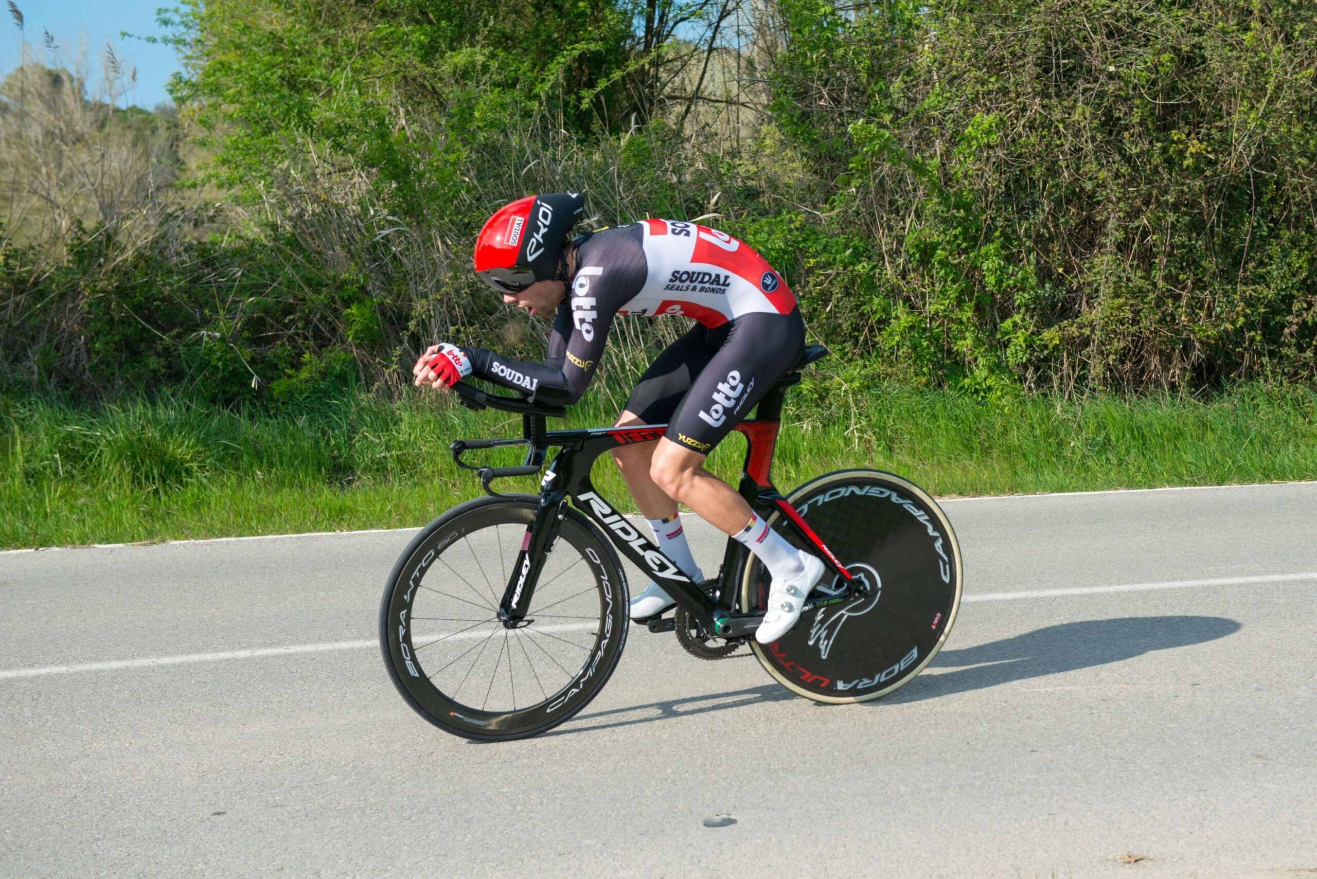 March 23, 2021, Barcelona, Catalonia, Spain: Cras Steff (Team Lotto Soudal) seen in action during an individual time trial..The Tour of Catalonia Cycling 2021 took place from March 22 to March 28, 2021. The second stage on March 23, 2021 is a time trial of 18.5 kilometers in the town of Banyoles (Spain). The winner of this stage is the Australian Rohan Dennis (Team Ineos Grenadiers). The winner of the final general classification is the British Adam Yates  (Credit Image: © Laurent Coust/SOPA Images via ZUMA Wire)