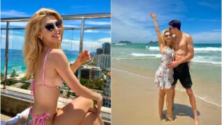 Andreea Bălan, răvăşitoare lângă Victor Cornea pe plaja din Rio de Janeiro. Detaliul arătat fanilor: „Daţi swipe!”