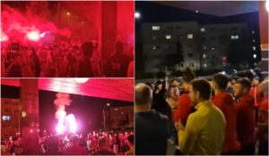 Fanii lui Dinamo, show total înaintea meciului cu CFR Cluj! Imagini spectaculoase în faţa hotelului „câinilor”