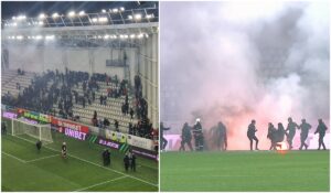 Reacţia Jandarmeriei după ce ultraşii dinamovişti s-au bătut cu cei de la CSA Steaua pe teren, înainte de Dinamo – UTA