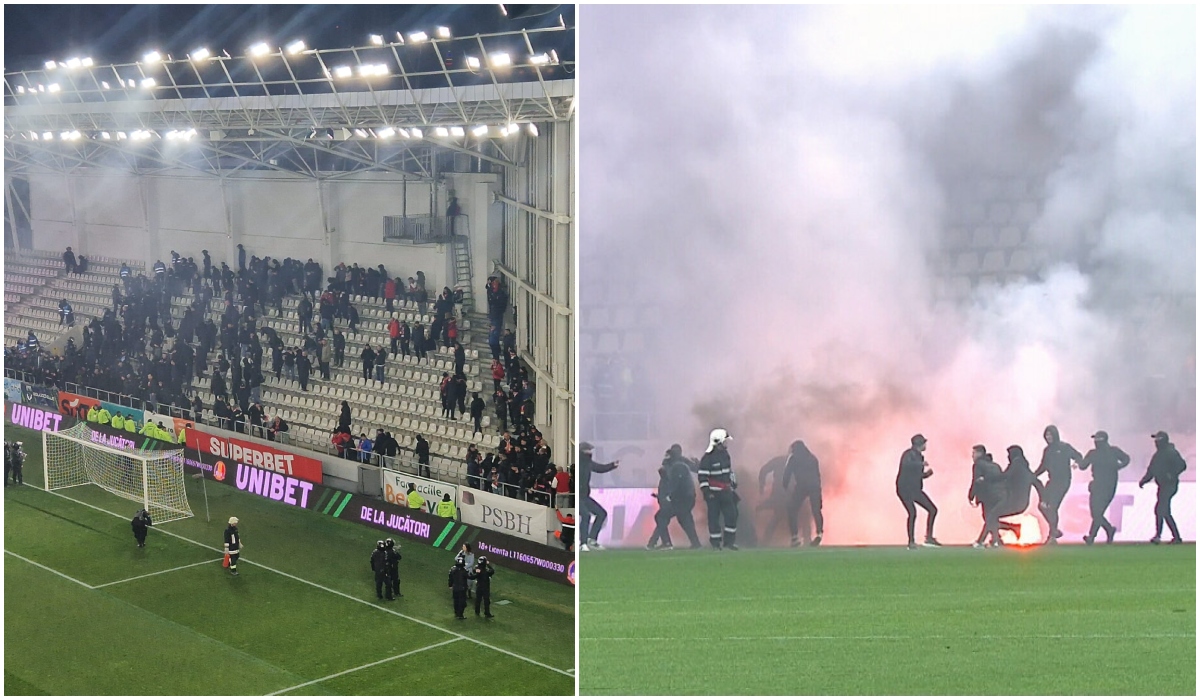 Reacţia Jandarmeriei după ce ultraşii dinamovişti s-au bătut cu cei de la CSA Steaua pe teren, înainte de Dinamo - UTA