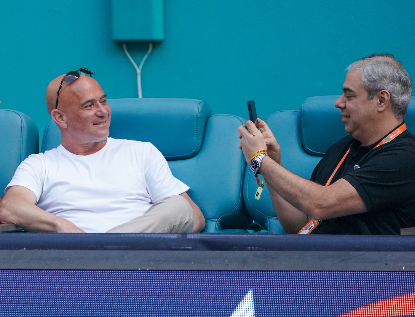 Andre Agassi attends 2024 Miami Open women's singles final match between Danielle Collins of United States and Elena Rybakina of Kazakhstan at Hard Rock Stadium on March 30, 2024 in Miami Gardens, Florida, United States
Andre Agassi attends 2024 Miami Open women's singles final match between Danielle Collins of United States and Elena Rybakina of Kazakhstan at Hard Rock Stadium, Hard Rock Stadium, Miami Gardens, Florida, United States - 30 Mar 2024,Image: 861687375, License: Rights-managed, Restrictions: , Model Release: no