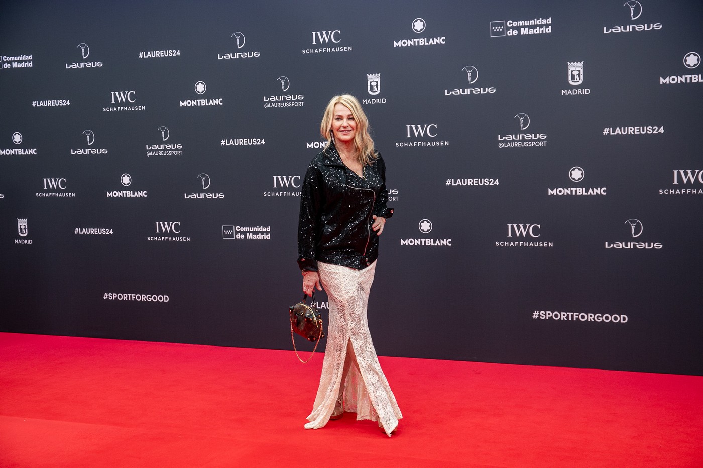 April 22, 2024, Madrid, Spain: Nadia Comaneci attends the Laureus World Sports Awards at Galería De Cristal in Madrid. Tonight the Cibeles Palace in Madrid hosted the 25th edition of the Laureus Awards, the most prestigious in the world of sports.,Image: 867147010, License: Rights-managed, Restrictions: , Model Release: no