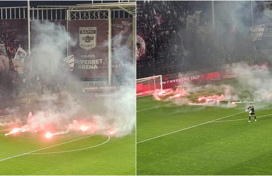 Fanii Rapidului, spectacol pirotehnic la derby-ul cu Universitatea Craiova! Reacţia lui Daniel Niculae după ce s-au aruncat torţe