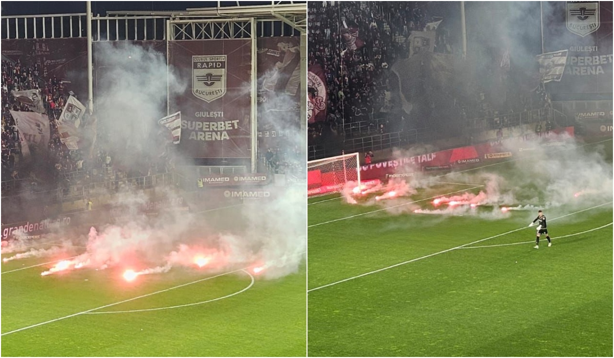 Fanii Rapidului, spectacol pirotehnic la derby-ul cu Universitatea Craiova! Reacţia lui Daniel Niculae după ce s-au aruncat torţe