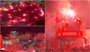 Nebunie în Grecia după ce Olympiacos a câștigat finala Conference League! Fanii „au dat foc” orașului! Spectacol total pe străzi