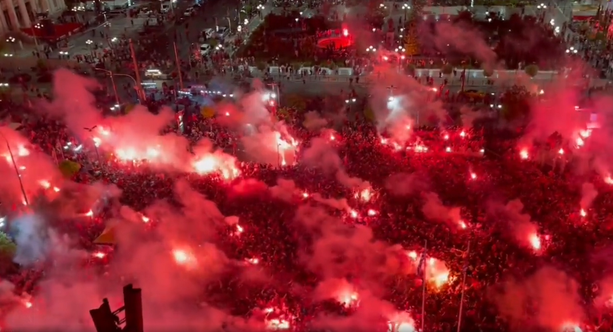 Sărbătoarea fanilor lui Olympiacos, după finala Conference League / Reddit
