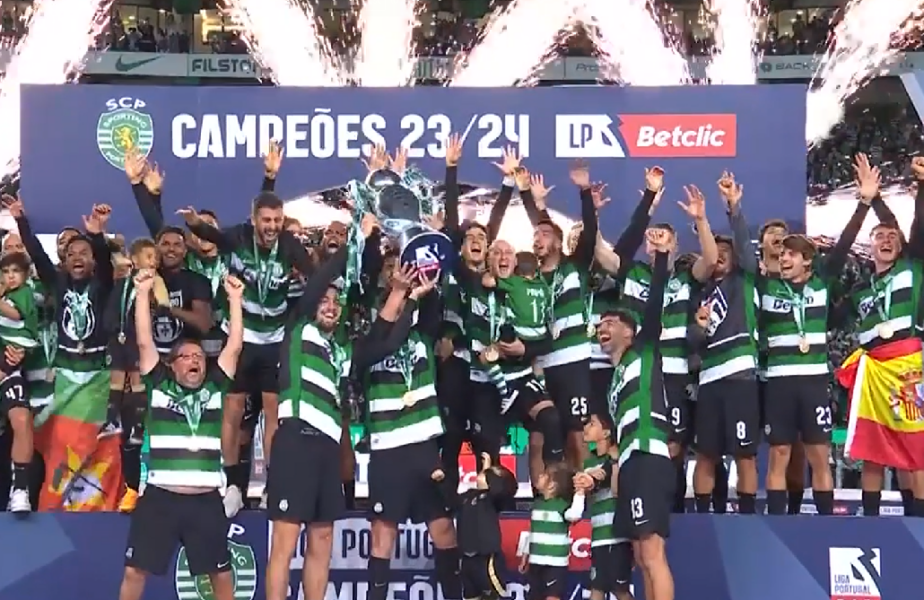 Sporting a primit trofeul Ligii Portugal LIVE în AntenaPLAY! Spectacol total la festivitatea de premiere de pe Jose Alvalade