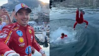 Charles Leclerc s-a aruncat în apă, după victoria din Marele Premiu de la Monaco! Imagini colosale cu bucuria monegascului