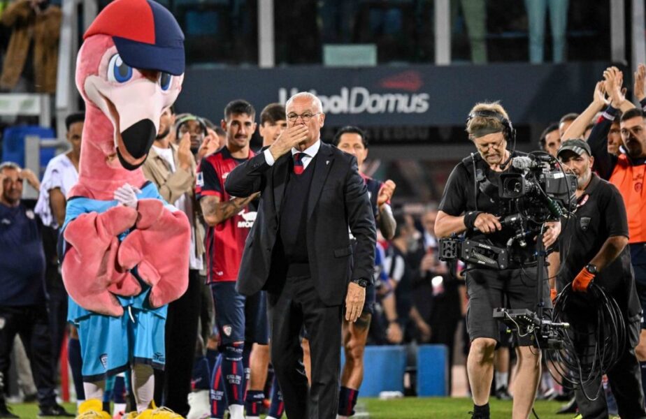Imagini emoţionante cu Claudio Ranieri, la ultimul meci din cariera lui de antrenor! Cagliari a suferit o înfrângere dramatică!