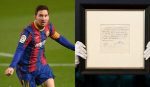 Şerveţelul pe care Lionel Messi a semnat cu Barcelona, scos la licitaţie! Preţul de pornire este uriaş
