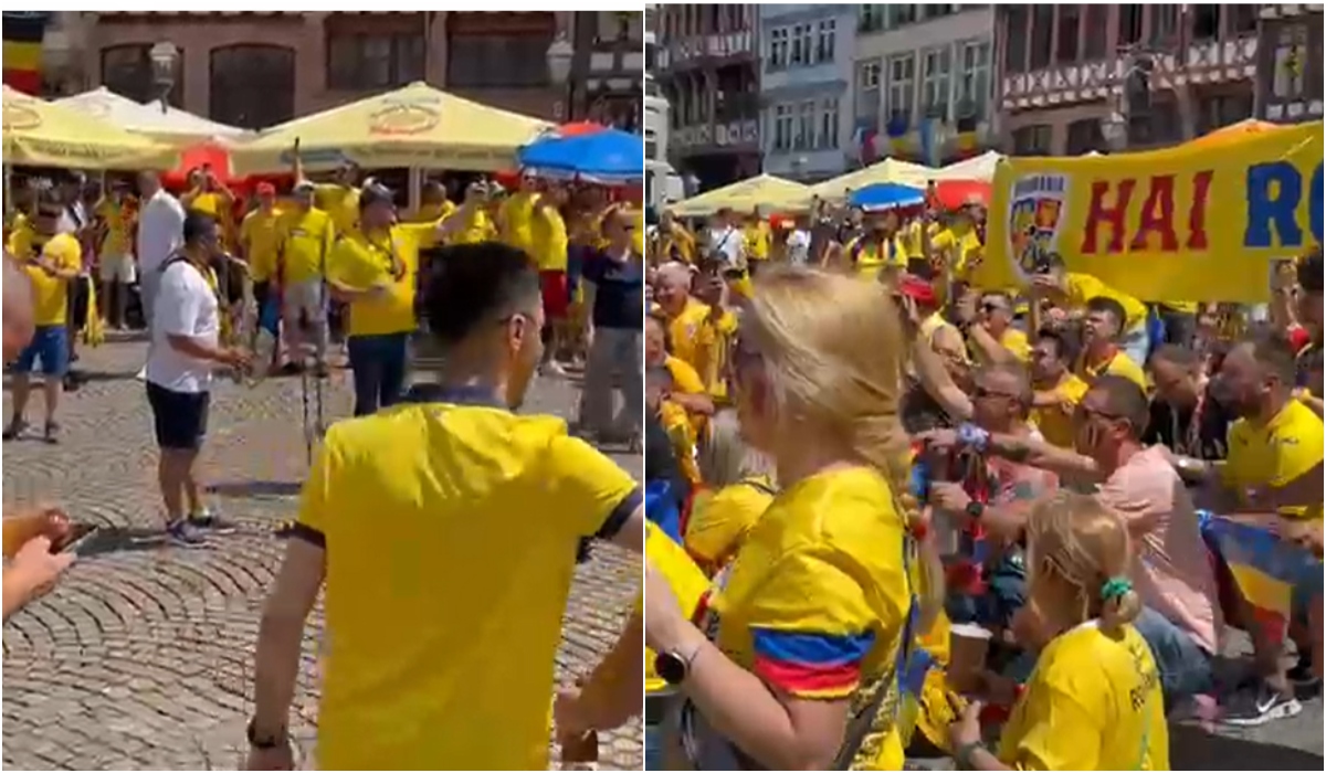 „România, ale!” Atmosferă de senzație pe străzile din Frankfurt! Fanii români fac spectacol, înaintea meciului cu Slovacia