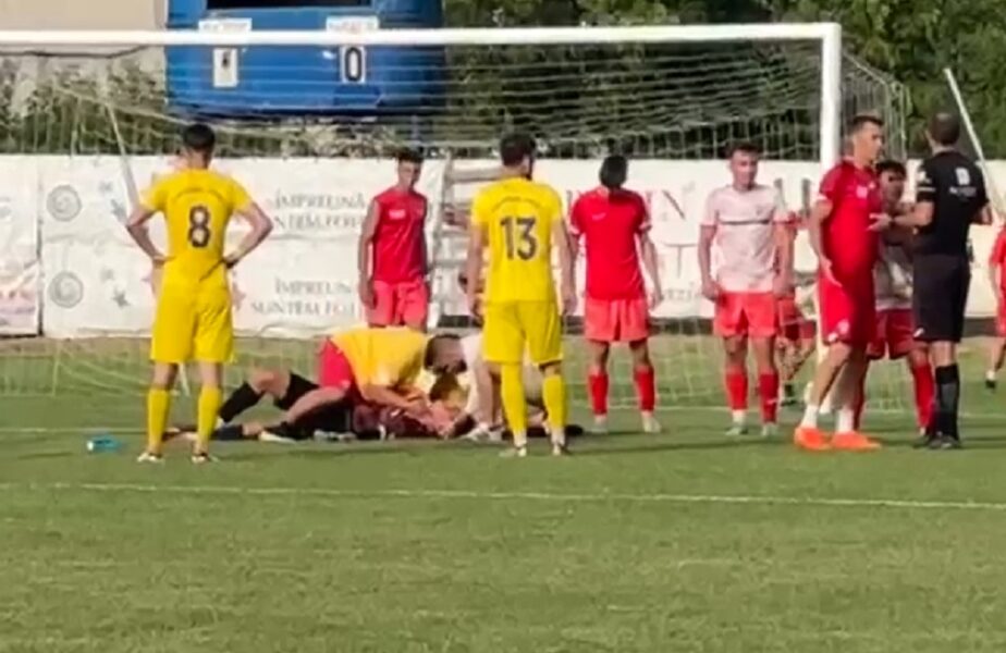 Scene şocante în timpul meciului lui ACS Dinamo! Un jucător s-a prăbuşit inconştient pe teren! Ambulanţa a intervenit de urgenţă