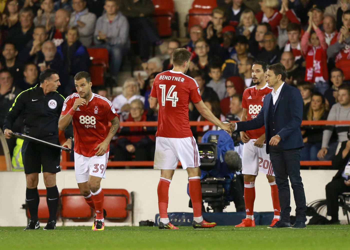 Editorial use only. No merchandising. For Football images FA and Premier League restrictions apply inc. no internet/mobile usage without FAPL license - for details contact Football Dataco
/Shutterstock (5901064t)
Nottingham Forest's Nicklas Bendtner ends his night in frustration during the EFL Cup Third Round match between Nottingham Forest and Arsenal played at The City Ground, Nottingham on 20th September 2016
Football - EFL Cup 2016/17 Third Round Nottingham Forest v Arsenal City Ground, Pavilion Rd, Nottingham, United Kingdom - 20 Sep 2016,Image: 300516674, License: Rights-managed, Restrictions: Editorial use only. No merchandising. For Football images FA and Premier League restrictions apply inc. no internet/mobile usage without FAPL license - for details contact Football Dataco, Model Release: no