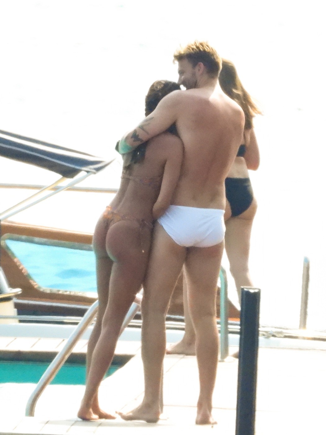 TREMEZZO, ITALY  - *EXCLUSIVE*  - Danish professional footballer Nicklas Bendtner and his girlfriend Philine Roepstorff have some fun in the sun as they enjoy a break in Tremezzo, Italy.

PICS TAKEN: 10/07/2020

BACKGRID UK 11 JULY 2020,Image: 541960644, License: Rights-managed, Restrictions: RIGHTS: WORLDWIDE EXCEPT IN ITALY, Model Release: no, Pictured: Nicklas Bendtner, Philine Roepstorff