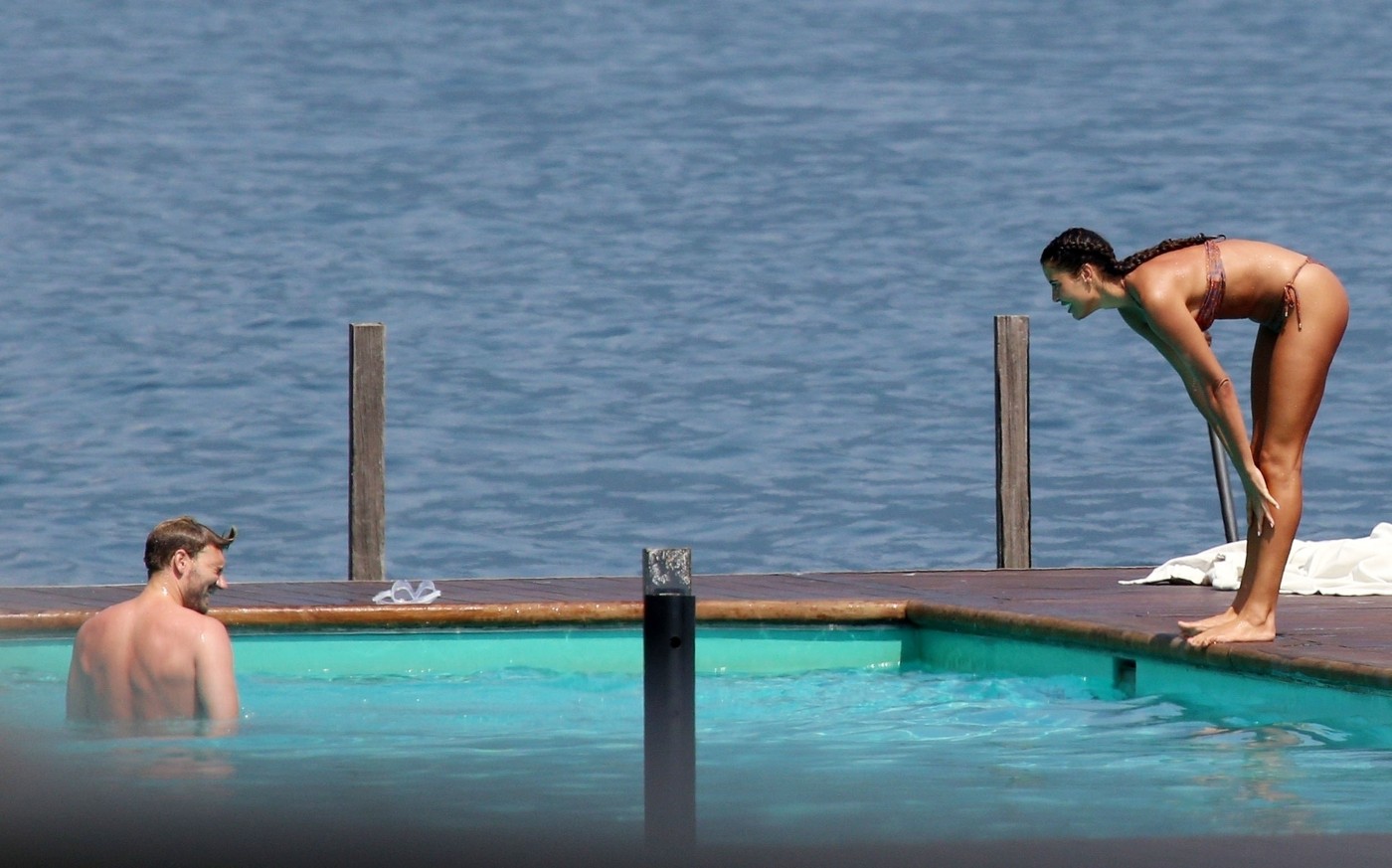 TREMEZZO, ITALY  - *EXCLUSIVE*  - Danish professional footballer Nicklas Bendtner and his girlfriend Philine Roepstorff have some fun in the sun as they enjoy a break in Tremezzo, Italy.

PICS TAKEN: 10/07/2020

BACKGRID UK 11 JULY 2020,Image: 541960671, License: Rights-managed, Restrictions: RIGHTS: WORLDWIDE EXCEPT IN ITALY, Model Release: no, Pictured: Nicklas Bendtner, Philine Roepstorff