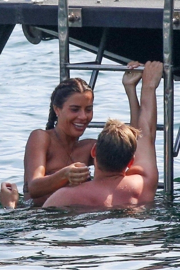 TREMEZZO, ITALY  - *EXCLUSIVE*  - Danish professional footballer Nicklas Bendtner and his girlfriend Philine Roepstorff have some fun in the sun as they enjoy a break in Tremezzo, Italy.

PICS TAKEN: 10/07/2020

BACKGRID UK 11 JULY 2020,Image: 541960708, License: Rights-managed, Restrictions: RIGHTS: WORLDWIDE EXCEPT IN ITALY, Model Release: no, Pictured: Nicklas Bendtner, Philine Roepstorff