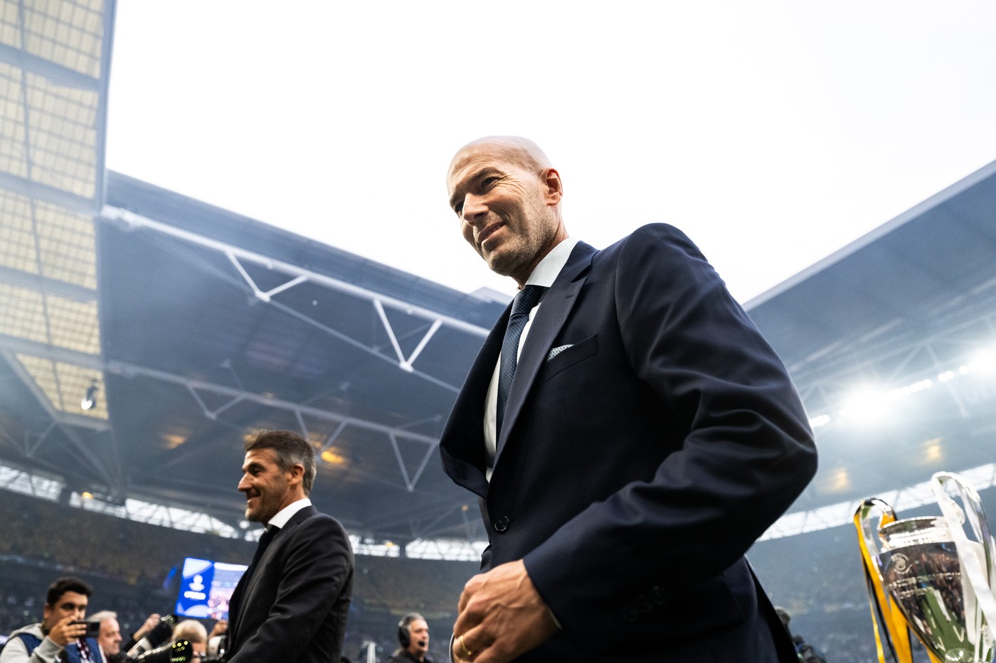 240601 Former player Zinedine Zidane ahead of the UEFA Champions League final between Dortmund and Real Madrid on June 1, 2024 in London. 
Photo: Petter Arvidson / BILDBYRĹN / kod PA / PA0818
fotboll football soccer fotball champions league final dortmund real madrid bbeng,Image: 878175743, License: Rights-managed, Restrictions: *** World Rights Except Austria, Denmark, Finland, Norway, and  Sweden *** AUTOUT DNKOUT FINOUT NOROUT SWEOUT, Model Release: no