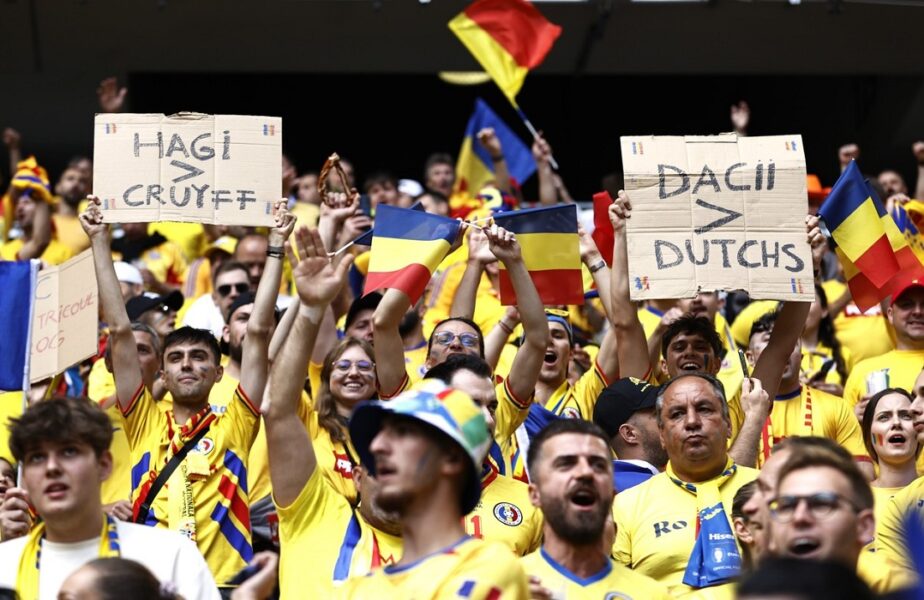 „Hagi, mai mare decât Cruyff!” Mesaje fabuloase afişate de fanii României la meciul cu Olanda, din optimile EURO 2024