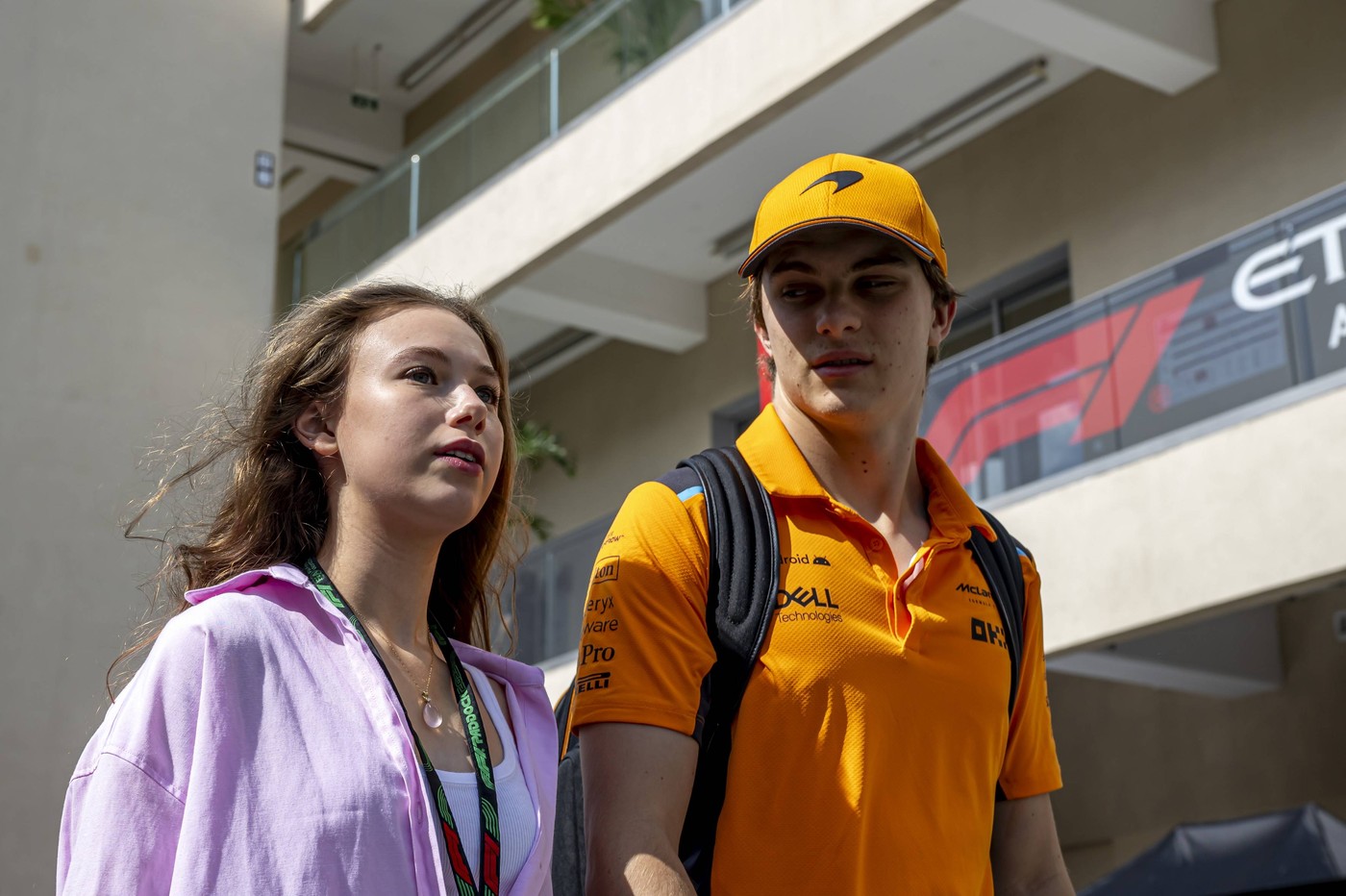 Abu Dhabi - 25-10-2023, Yas Marina Circuit, Lily Zneimer and Oscar Piastri at the Formula 1 UAE Grand Prix 2023 Saturday Formula 1 UAE Grand Prix 2023 Saturday x23282528x Copyright:,Image: 852028202, License: Rights-managed, Restrictions: PUBLICATIONxNOTxINxNED, Credit images as 