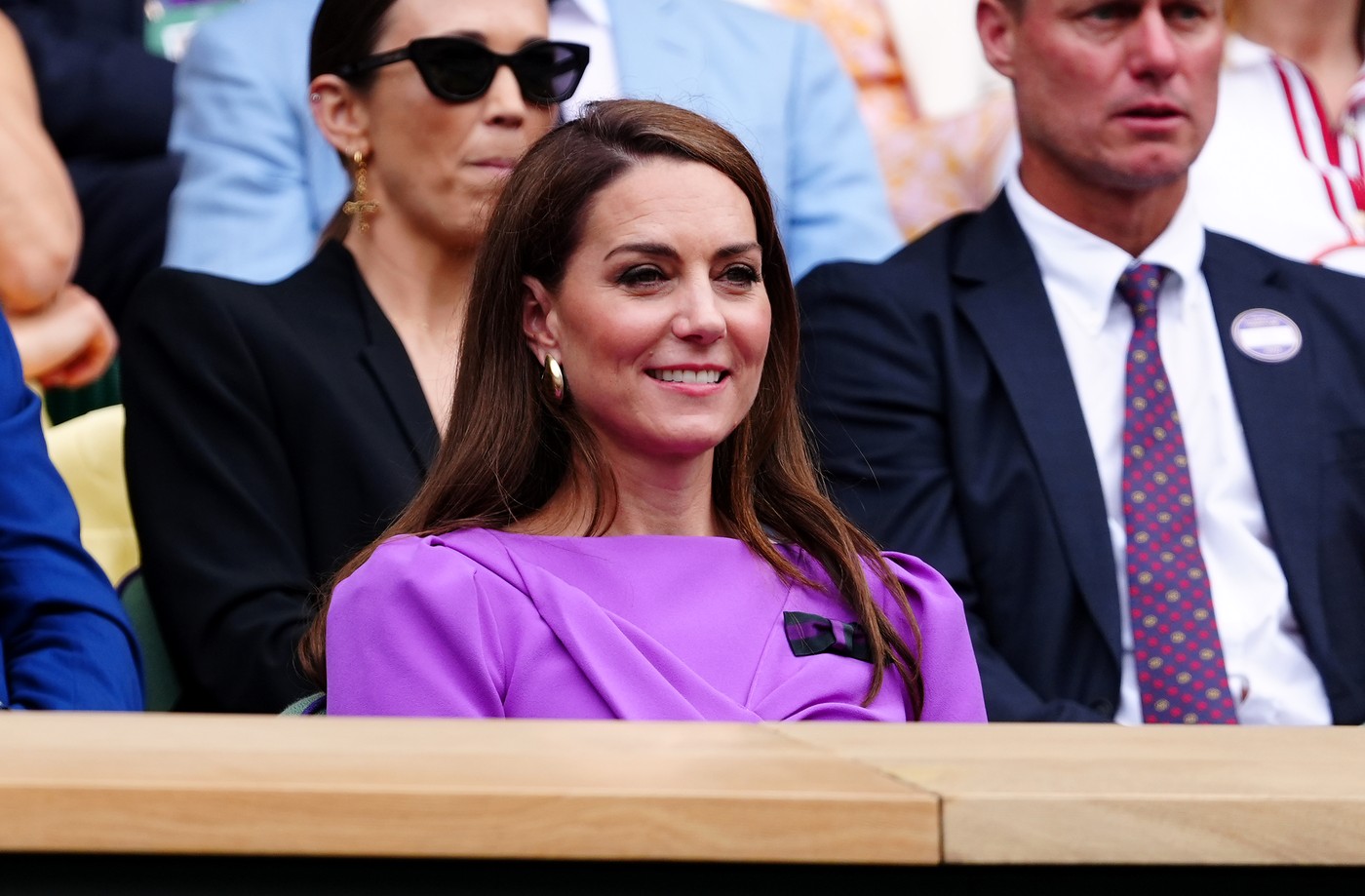 The Princess of Wales in the royal box on day fourteen of the 2024 Wimbledon Championships at the All England Lawn Tennis and Croquet Club, London. Picture date: Sunday July 14, 2024.,Image: 889648266, License: Rights-managed, Restrictions: Editorial use only. No commercial use without prior written consent of the AELTC. Still image use only - no moving images to emulate broadcast. No superimposing or removal of sponsor/ad logos., Model Release: no
